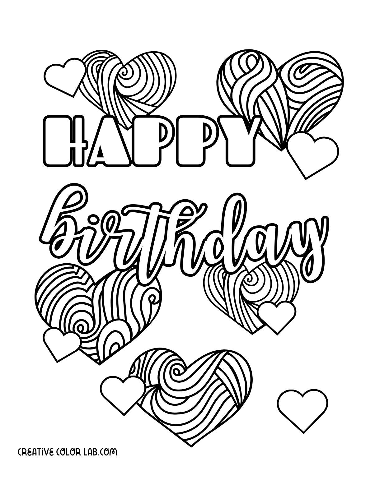 happy birthday printable coloring pages happy birthday printable coloring pages