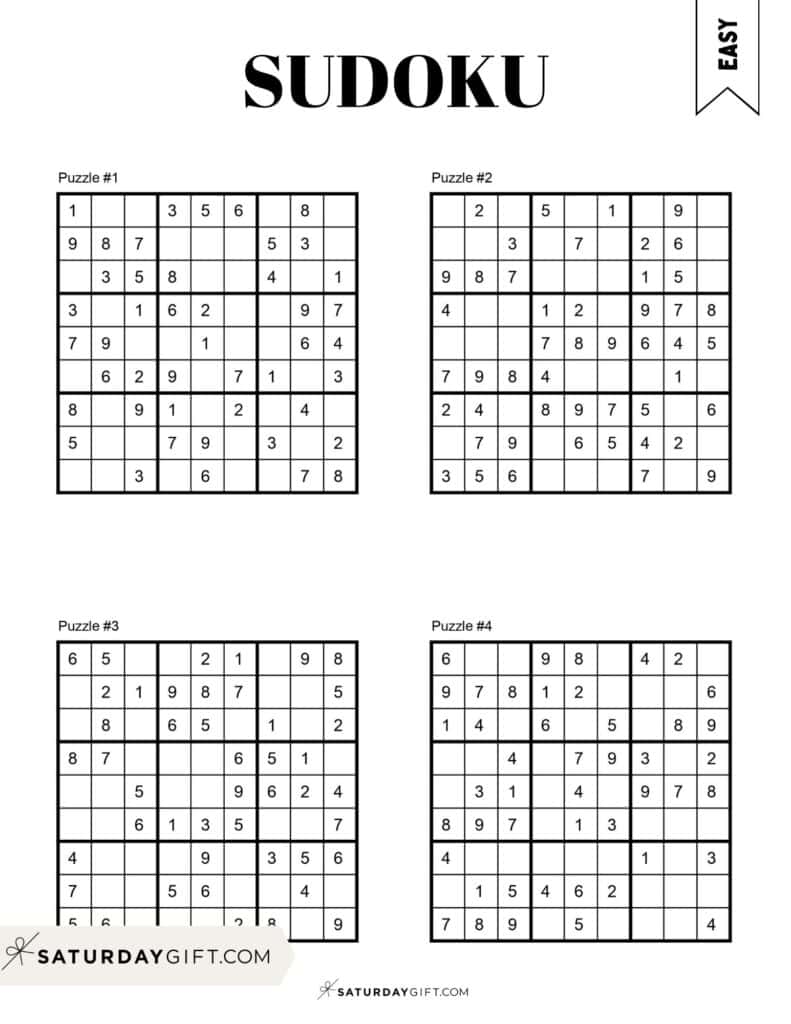 72 Free Printable Sudoku Puzzles SaturdayGift 72 Free Printable Sudoku Puzzles SaturdayGift