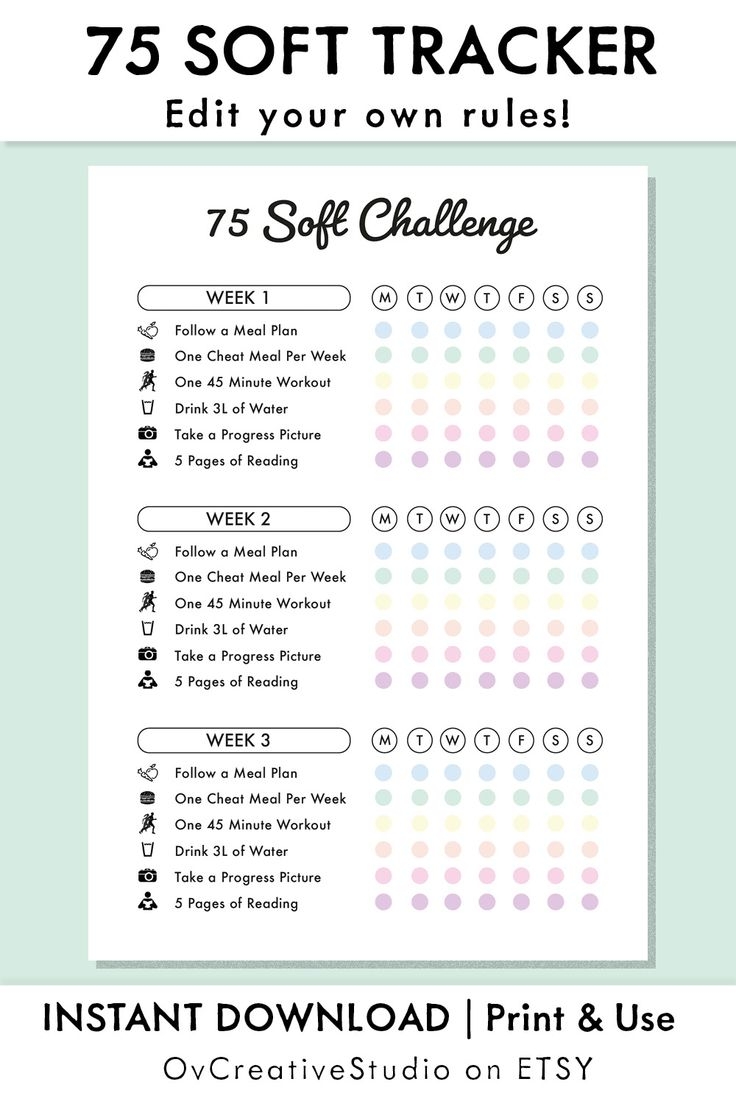75 Soft Challenge Rules PDF 75 Soft Tracker 75 Soft Meal Plan Workout Bullet Journal Rainbow 75 Soft Challenge Rules PDF 75 Soft Tracker 75 Soft Meal Plan Workout Bullet Journal Rainbow