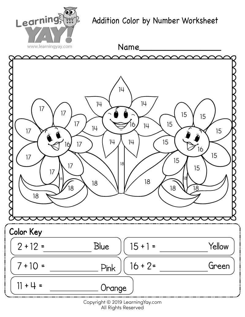 Addition Color By Number Worksheet For 1st Grade Free Printable  Addition Color By Number Worksheet For 1st Grade Free Printable