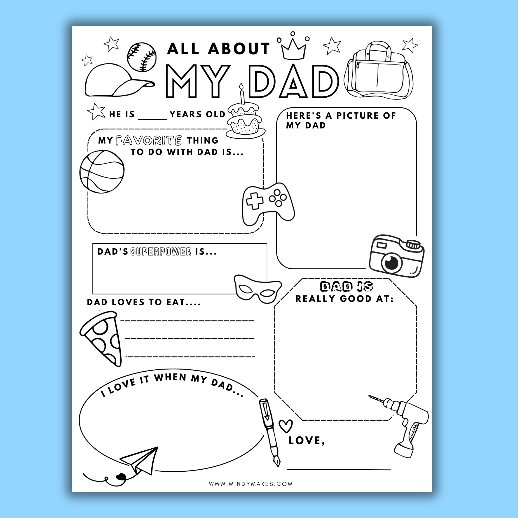 All About Dad Free Printable PDF MindyMakes