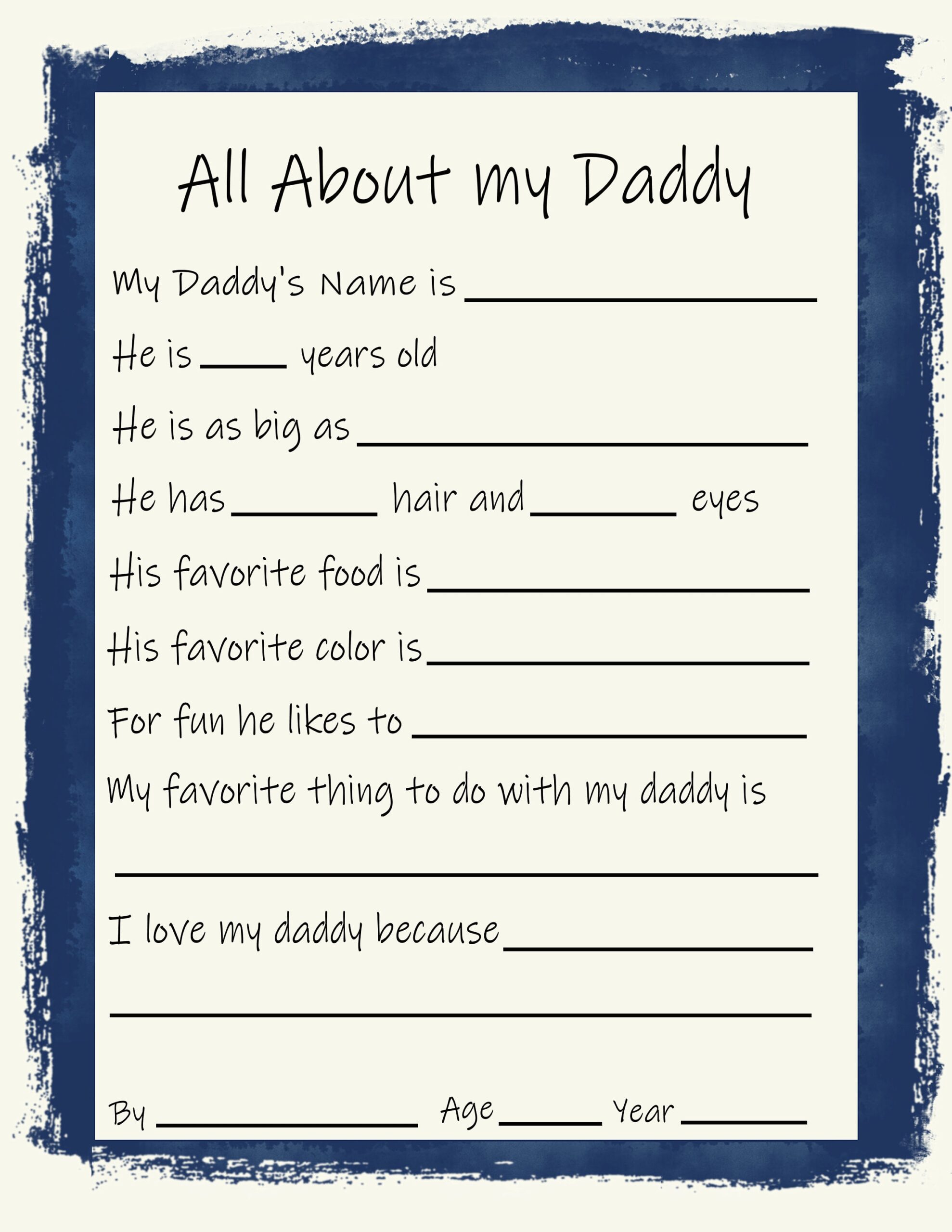 all about my dad printable