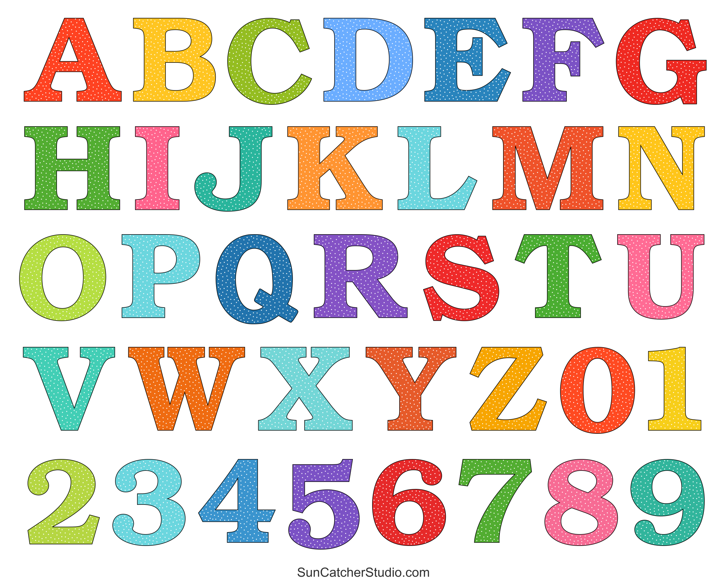 Alphabet Letters And Numbers With A Colorful Polka Dot Design Free Printables Monograms Design Tools Patterns DIY Projects Alphabet Letters And Numbers With A Colorful Polka Dot Design Free Printables Monograms Design Tools Patterns DIY Projects