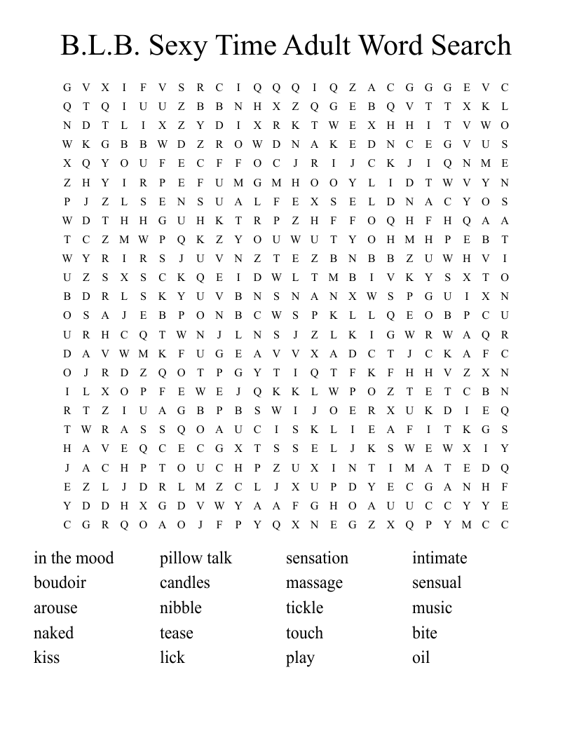 B L B Sexy Time Adult Word Search WordMint