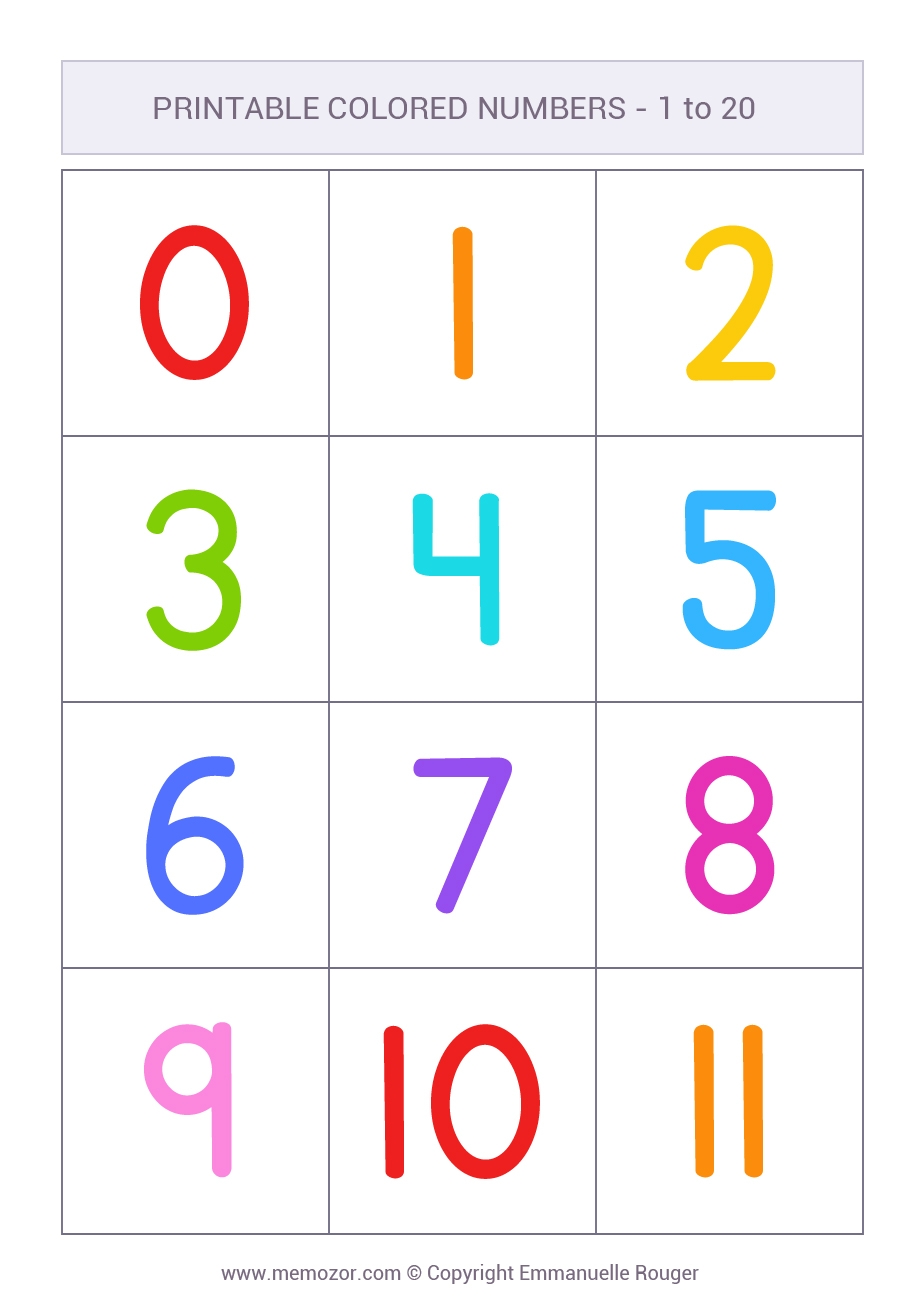 Beautiful Coloured Numbers Printable Free PDF Memozor