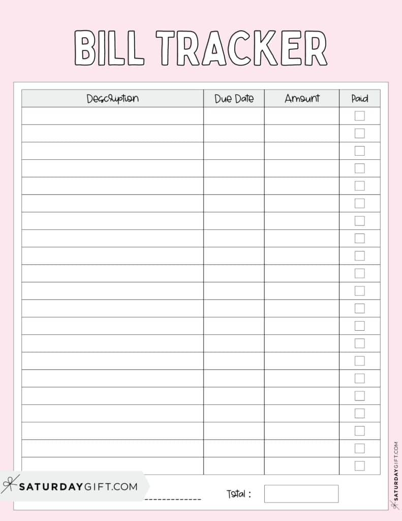 Bill Organizer Template 39 Cute Free Printable Bill Trackers Bill Organizer Template 39 Cute Free Printable Bill Trackers