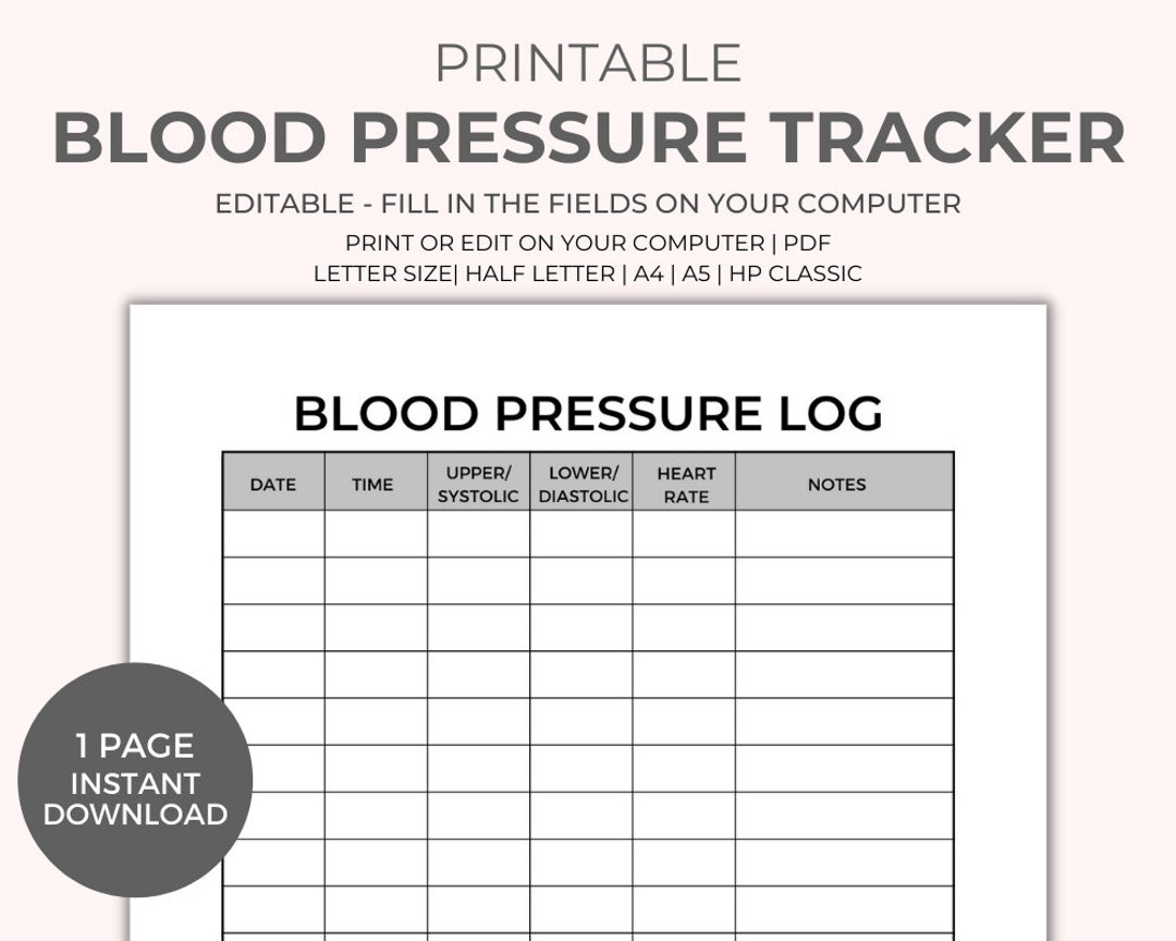 Blood Pressure Chart Printable Instant Download Medical Tracker Editable Blood Pressure Tracker BP Tracker Blood Pressure Log Etsy Blood Pressure Chart Printable Instant Download Medical Tracker Editable Blood Pressure Tracker BP Tracker Blood Pressure Log Etsy