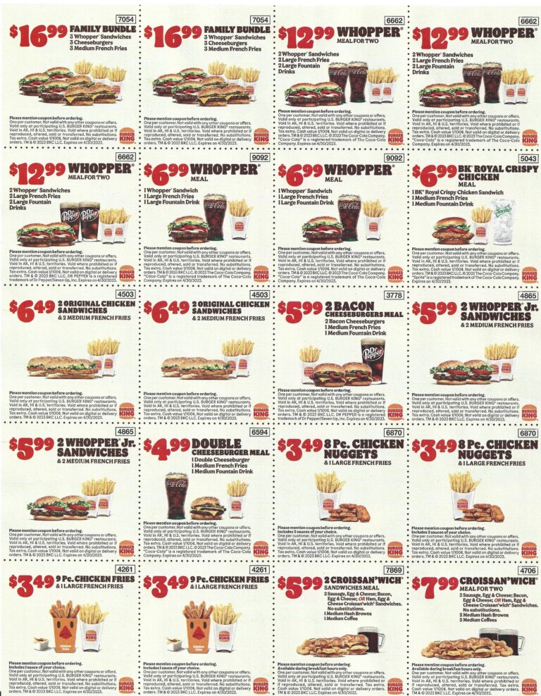 Burger King Coupons Insert Expires April 30 2023