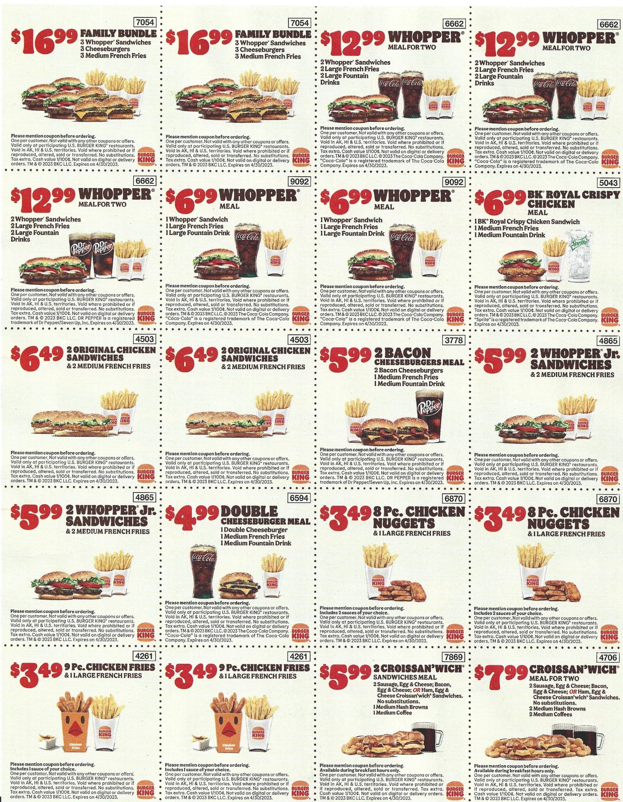 Burger King Coupons Insert Expires April 30 2023 Burger King Coupons Insert Expires April 30 2023