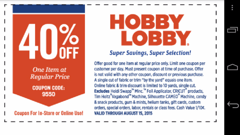 Coupons For Hobby Lobby App On Amazon Appstore