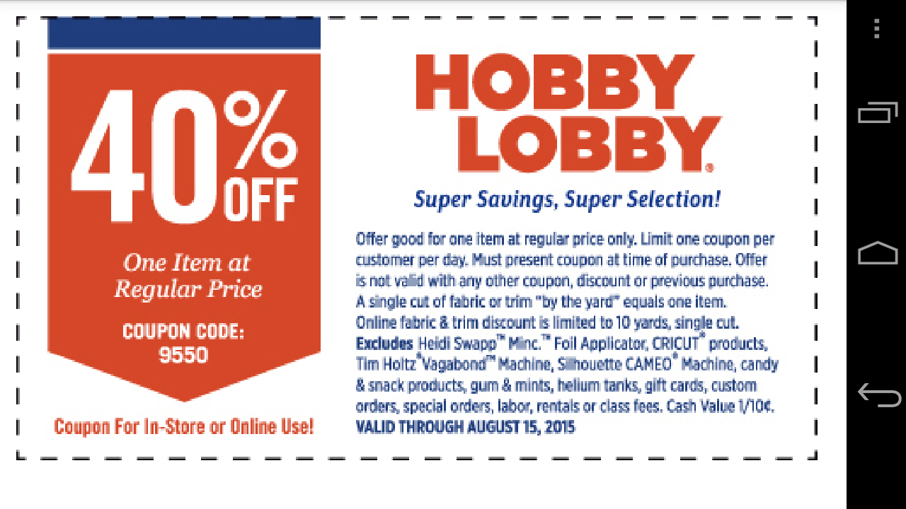 Coupons For Hobby Lobby App On Amazon Appstore