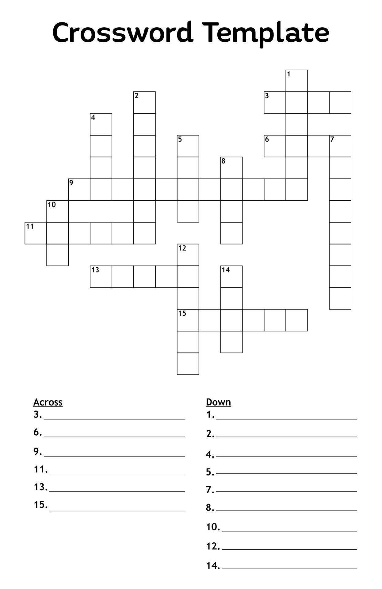 Crossword Template Crossword Template
