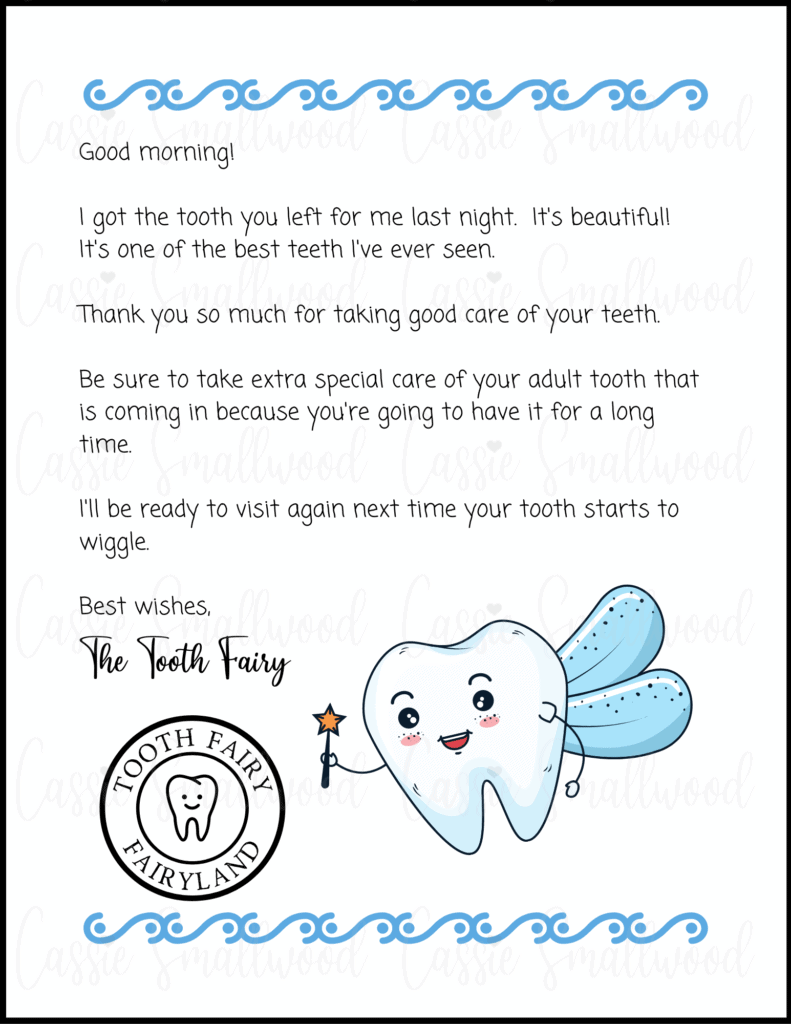 Cute Free Printable Tooth Fairy Letters Notes Cassie Smallwood Cute Free Printable Tooth Fairy Letters Notes Cassie Smallwood