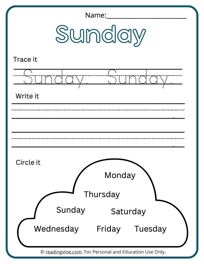 Days Of The Week Worksheets Free Printable Activities Days Of The Week Worksheets Free Printable Activities