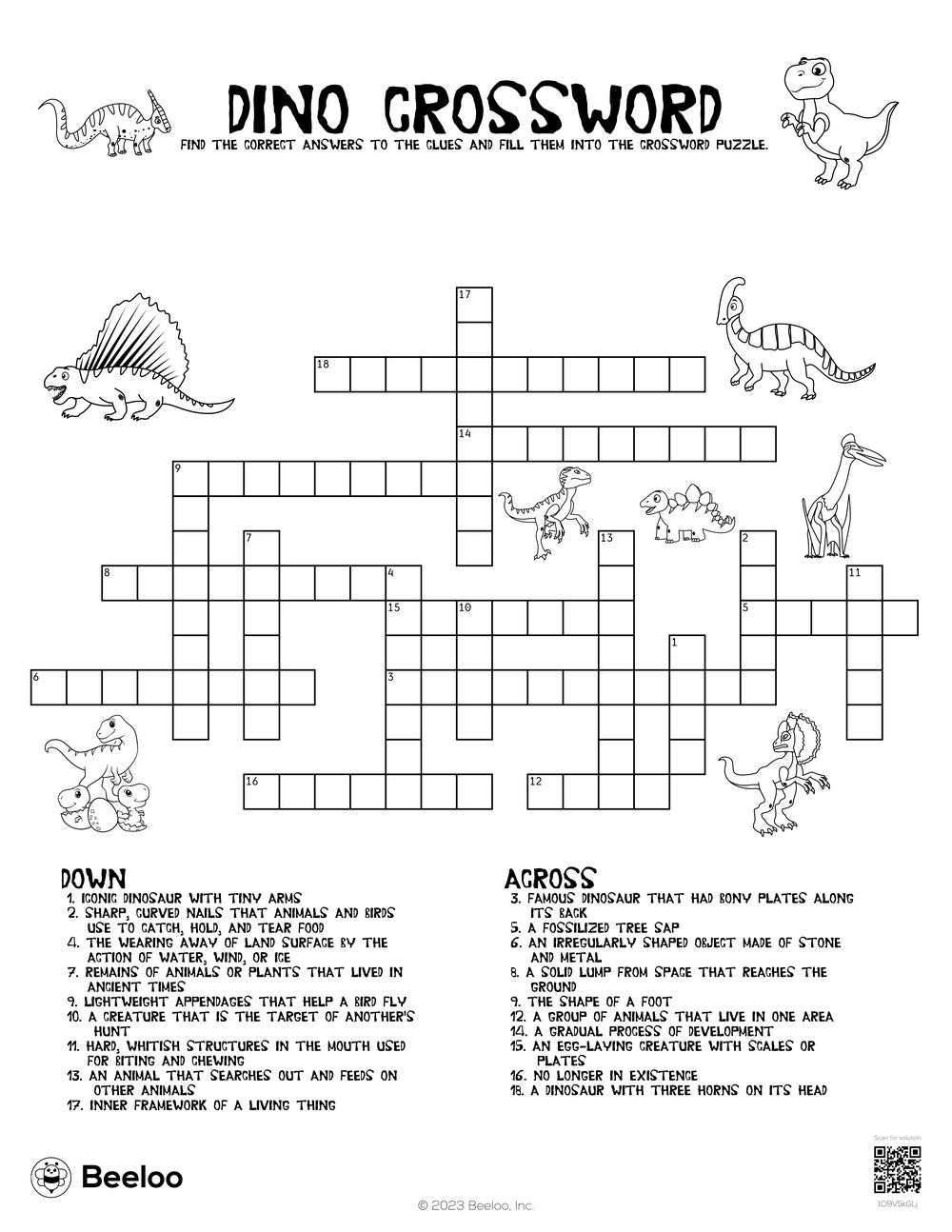 Dino Crossword Beeloo Printable Crafts And Activities For Kids Dino Crossword Beeloo Printable Crafts And Activities For Kids