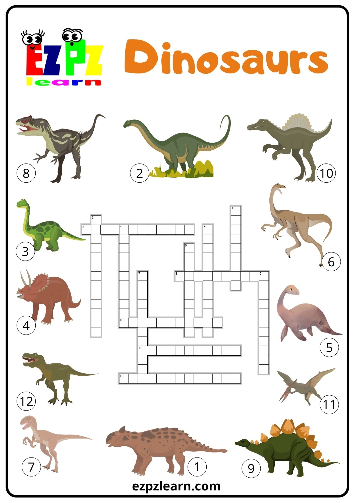 dinosaur crossword printables dinosaur crossword printables