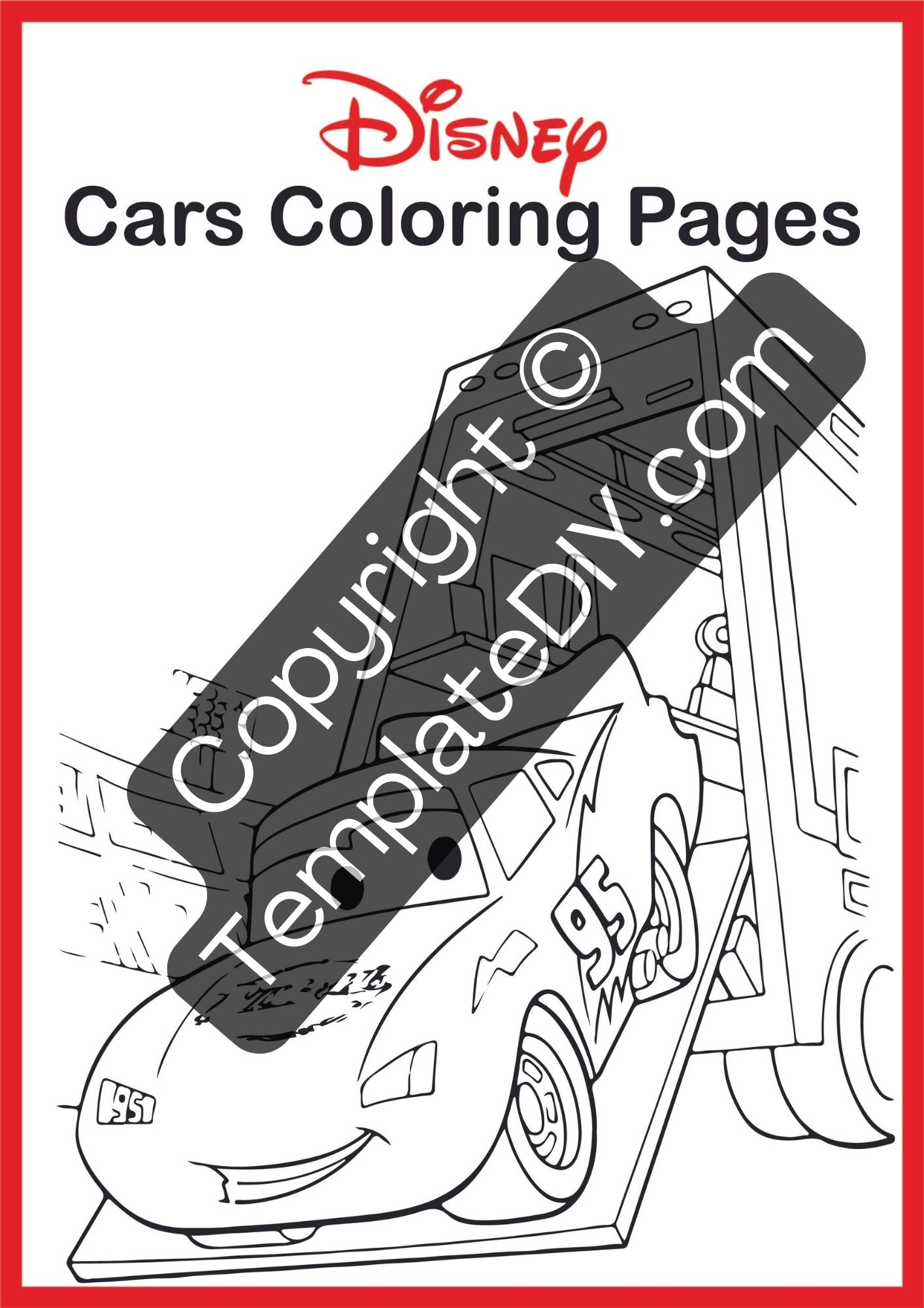 Disney Cars Coloring Pages Template Printable Blank PDF Disney Cars Coloring Pages Template Printable Blank PDF