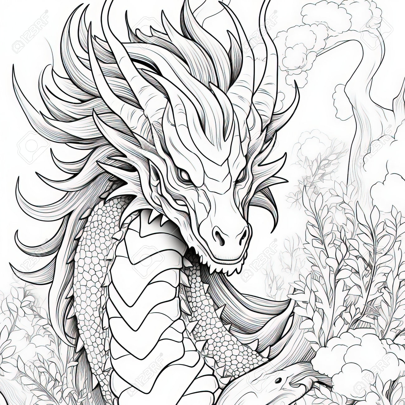 Dragon Coloring Pages For Adults Stock Photo Picture And Royalty Free Image Image 210187543  Dragon Coloring Pages For Adults Stock Photo Picture And Royalty Free Image Image 210187543