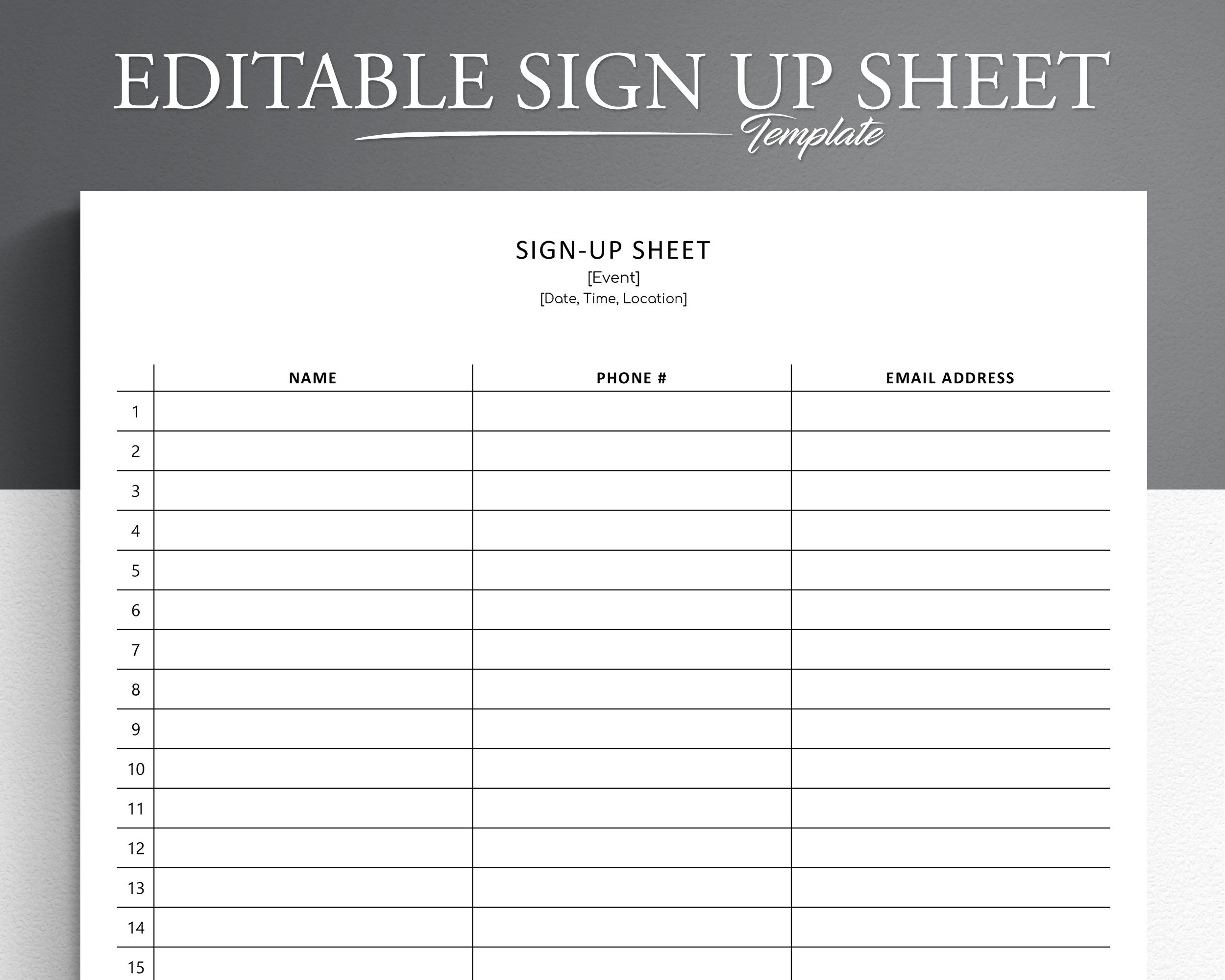 Editable Sign Up Sheet Pdf google Docs microsoft Word Sign Up Template Event Sign Up Etsy Editable Sign Up Sheet Pdf google Docs microsoft Word Sign Up Template Event Sign Up Etsy