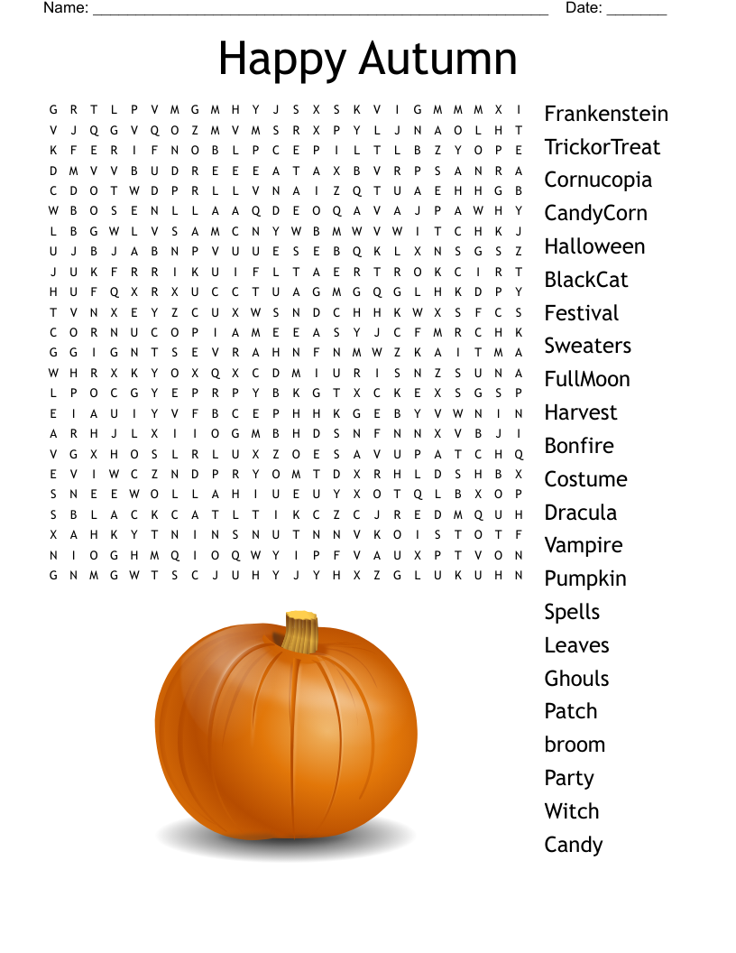 Fall Word Search WordMint Fall Word Search WordMint