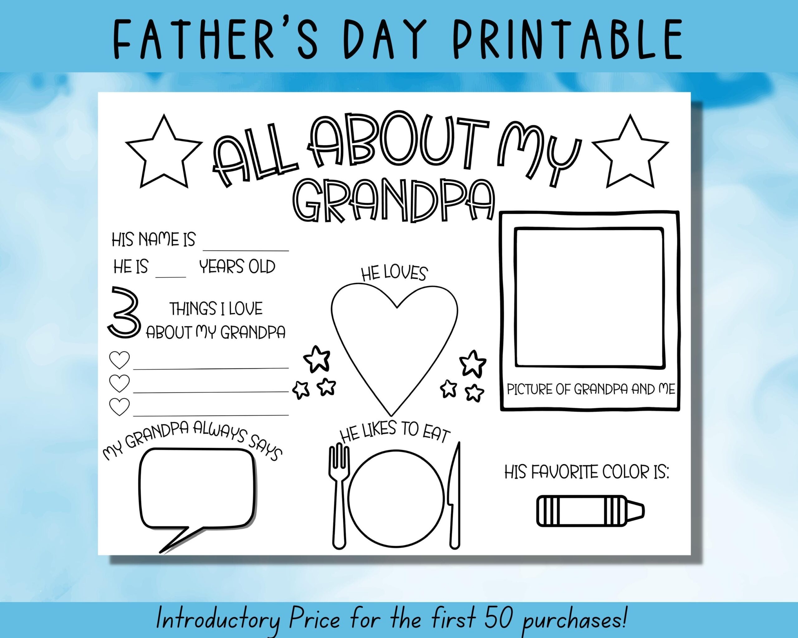 Father s Day Printable All About My Grandpa Fathers Day Gift Card For Dad Activity Page Fathers Day Coloring In Fathers Day Activity Etsy Father s Day Printable All About My Grandpa Fathers Day Gift Card For Dad Activity Page Fathers Day Coloring In Fathers Day Activity Etsy
