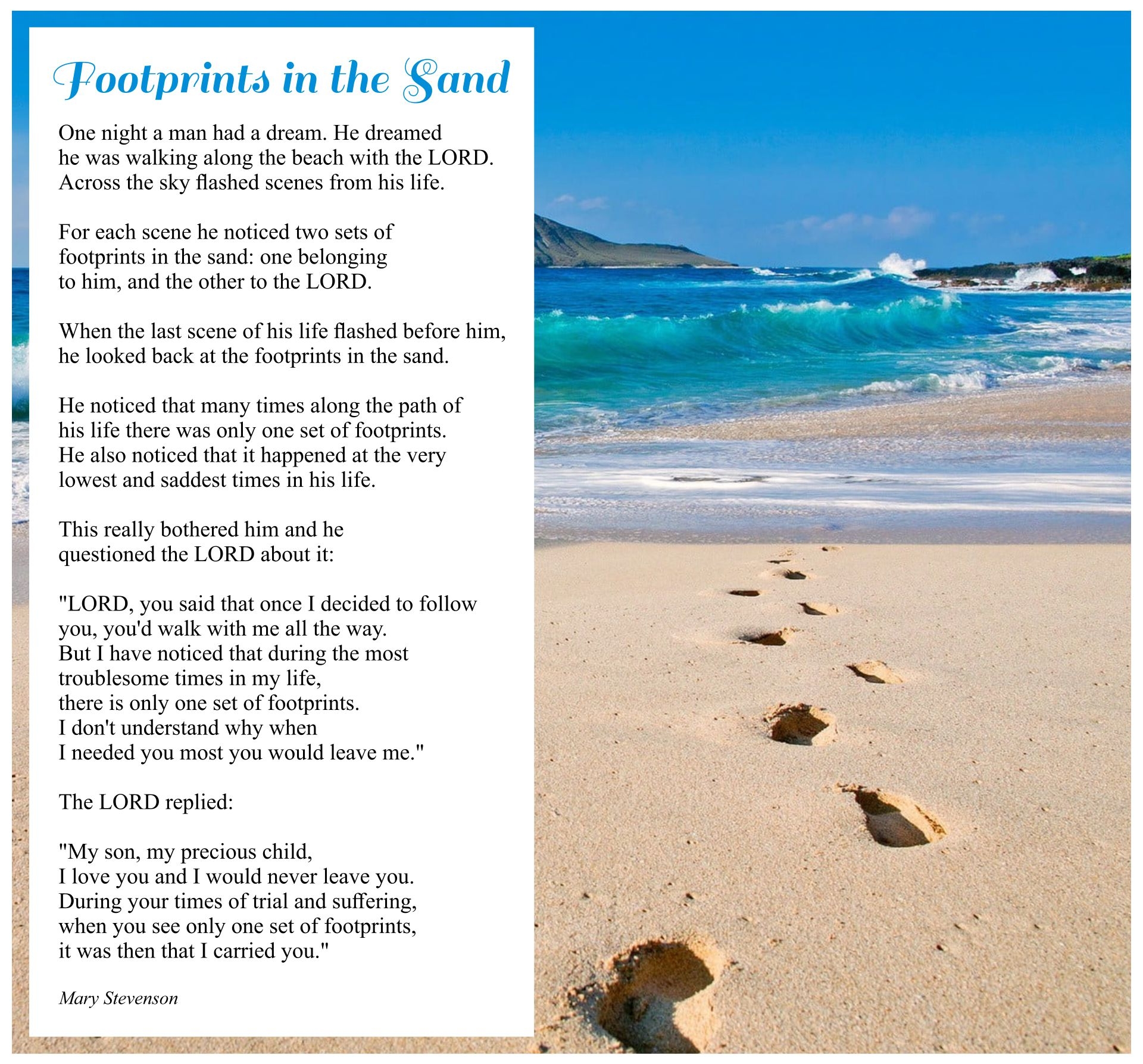 Footprints In The Sand Poem Printable Footprints In The Sand Poem Printable