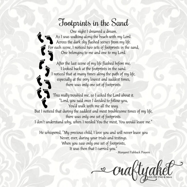 Footprints In The Sand Poem SVG PDF PNG Digital File Vector Graphic Etsy