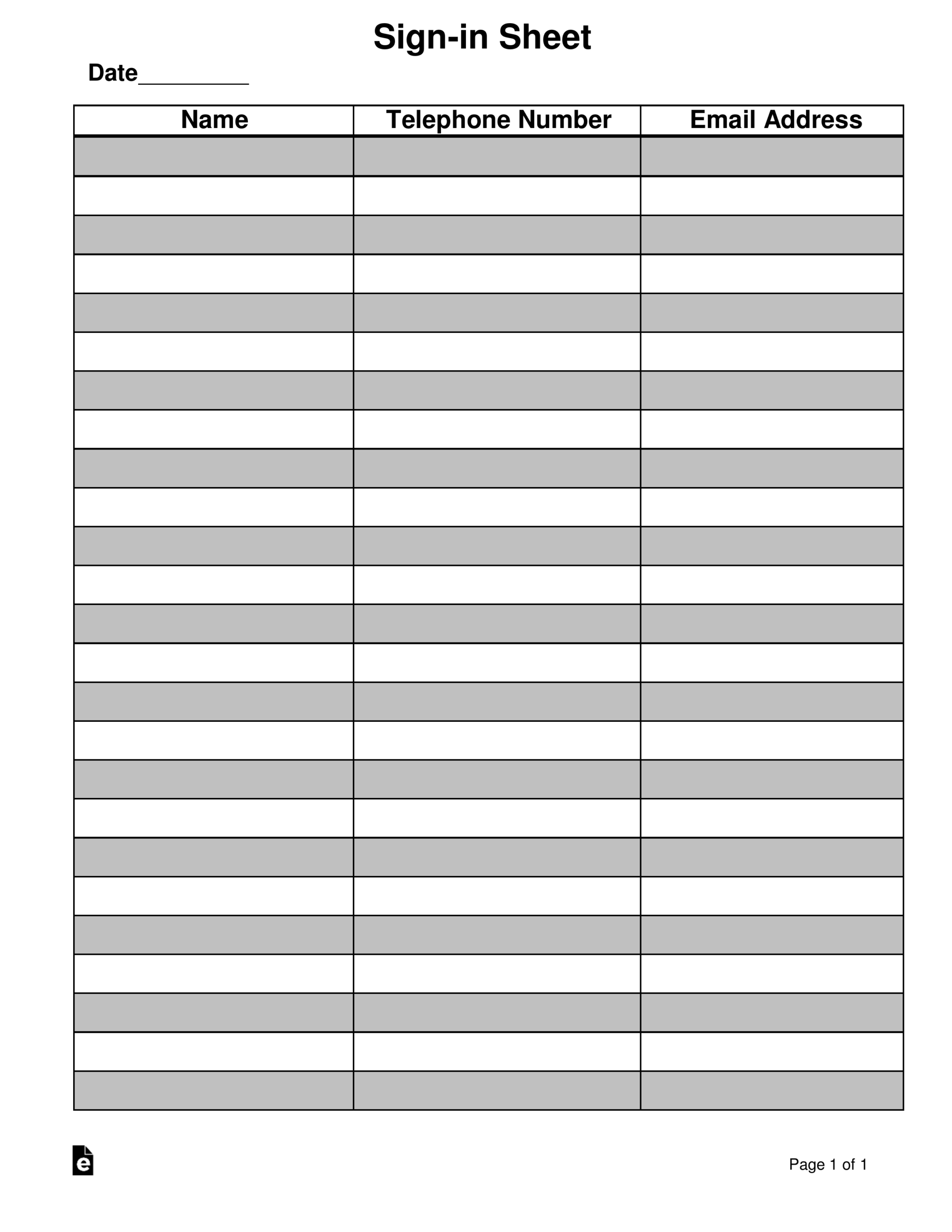 sign in sheet printable