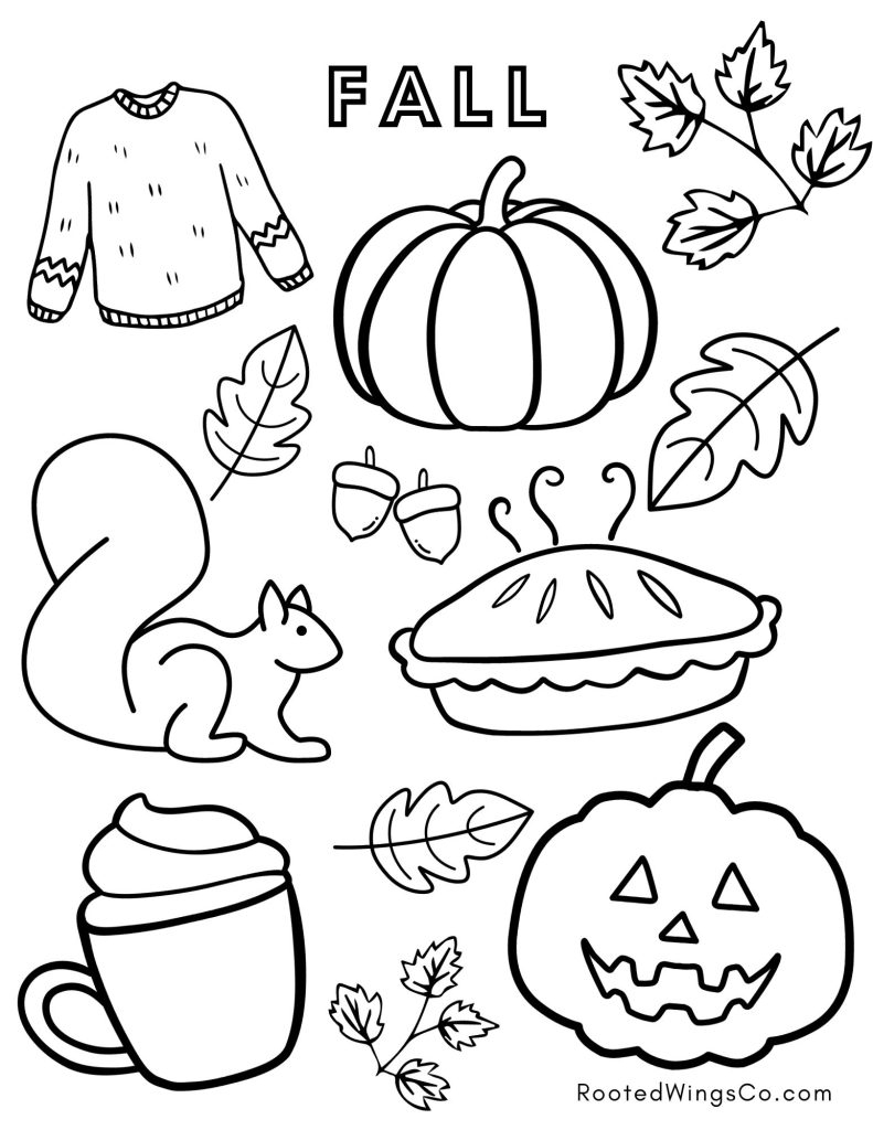 Free Fall Coloring Pages Rooted Wings Co