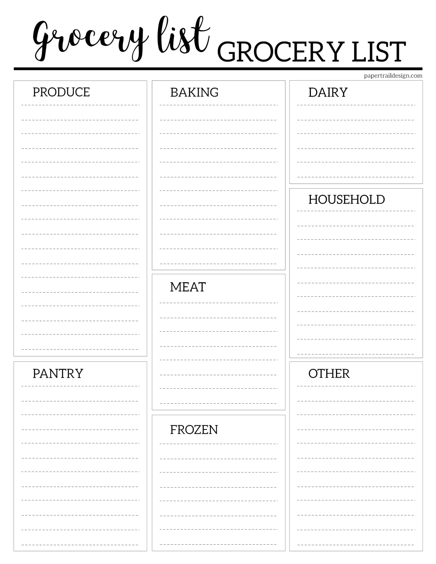 Free Grocery List Printable Paper Trail Design Free Grocery List Printable Paper Trail Design