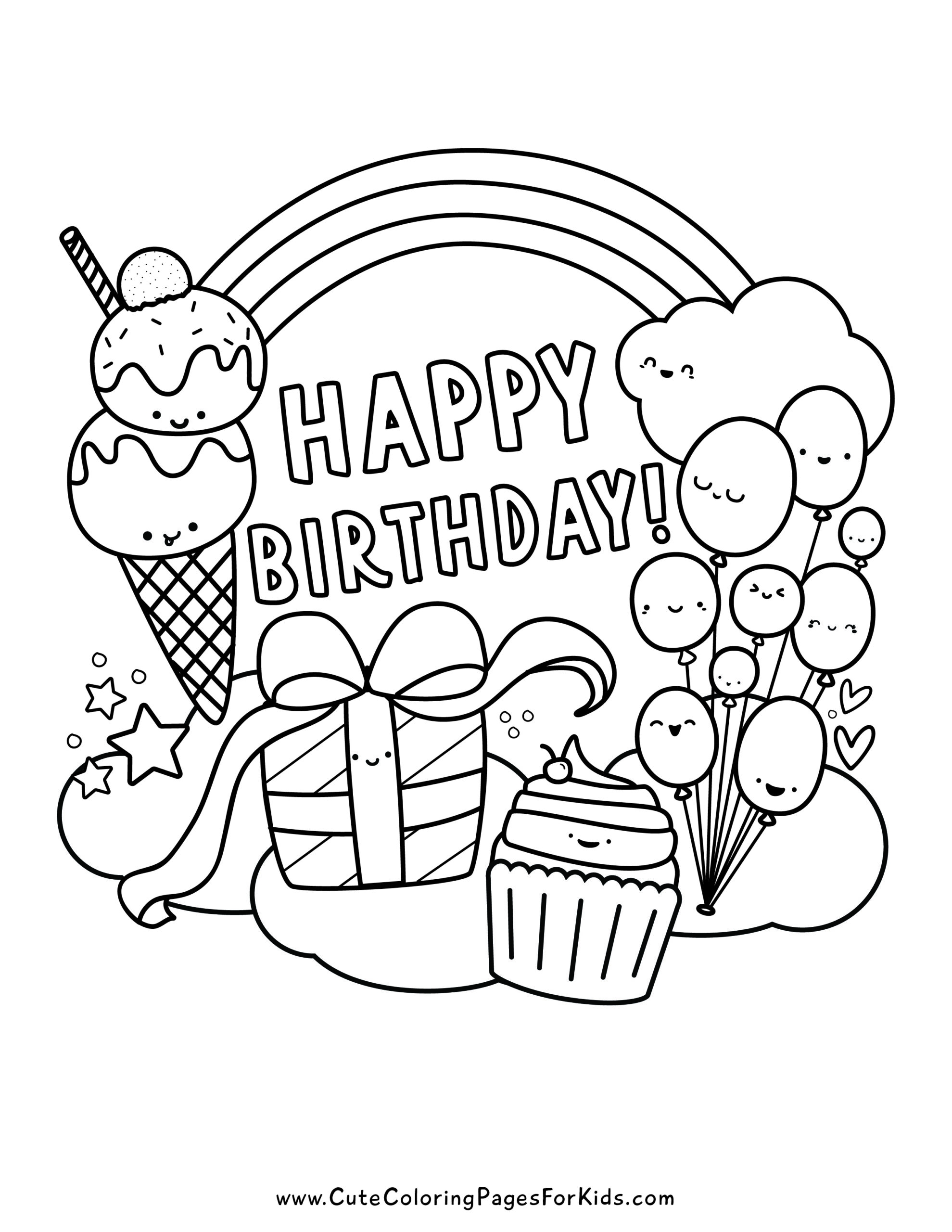 happy birthday coloring pages printable