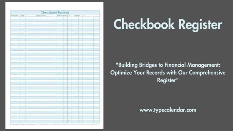 Free Printable Checkbook Register Templates PDF Excel 