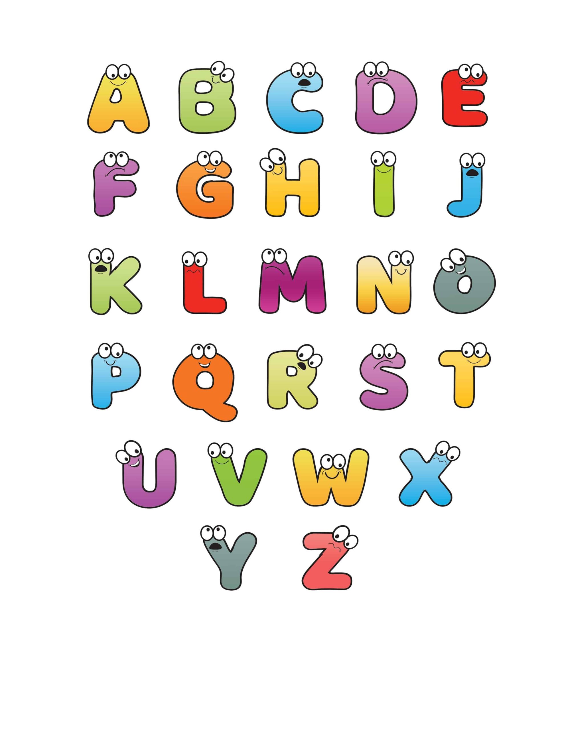 Free Printable Colorful Cartoon Letters Alphabet Free Printable Colorful Cartoon Letters Alphabet