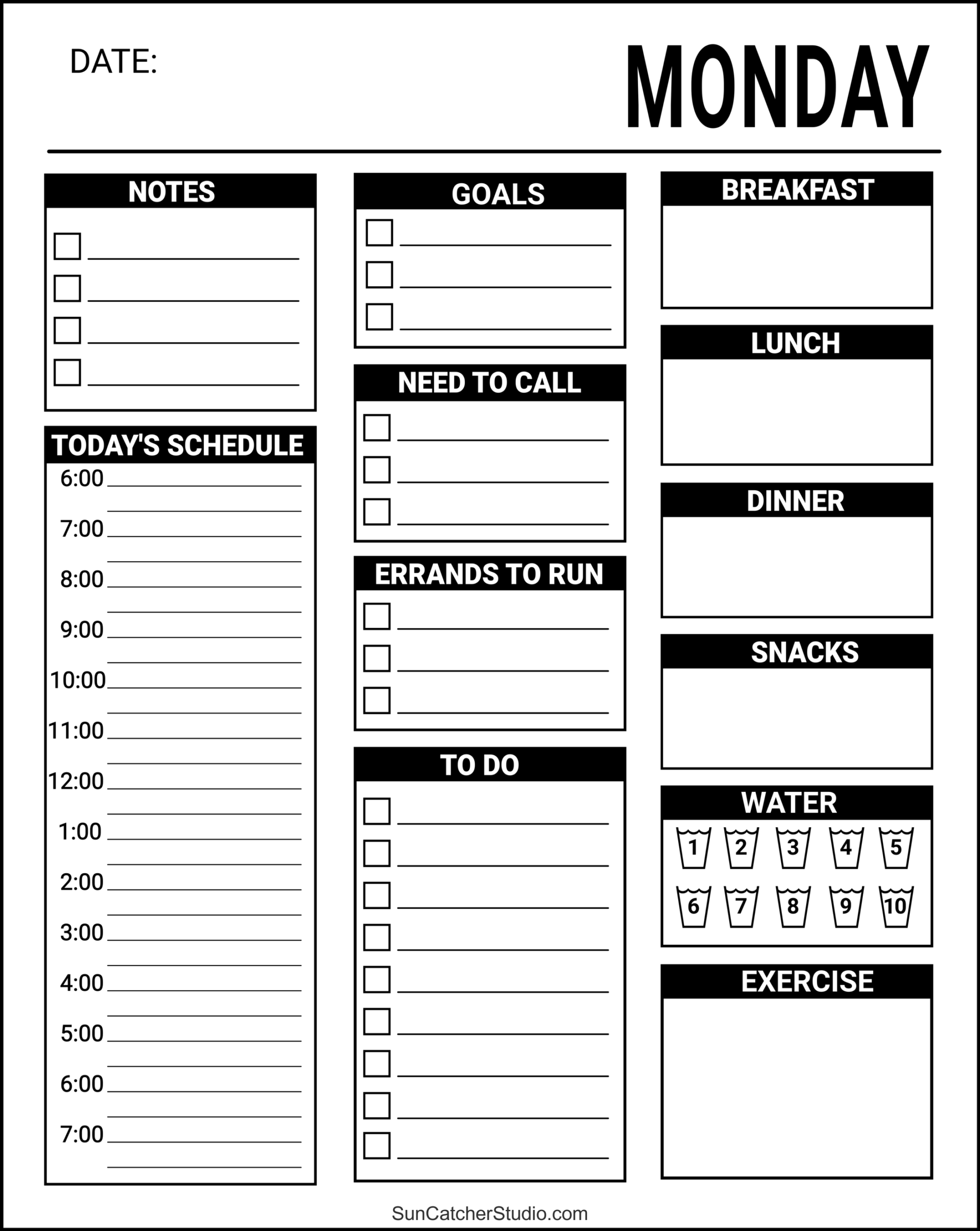 daily planner printable daily planner printable