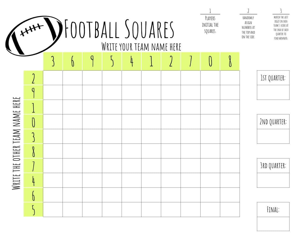 Free Printable Football Squares Template Lamberts Lately