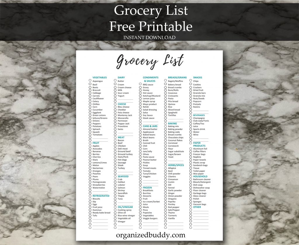 free printable grocery list free printable grocery list