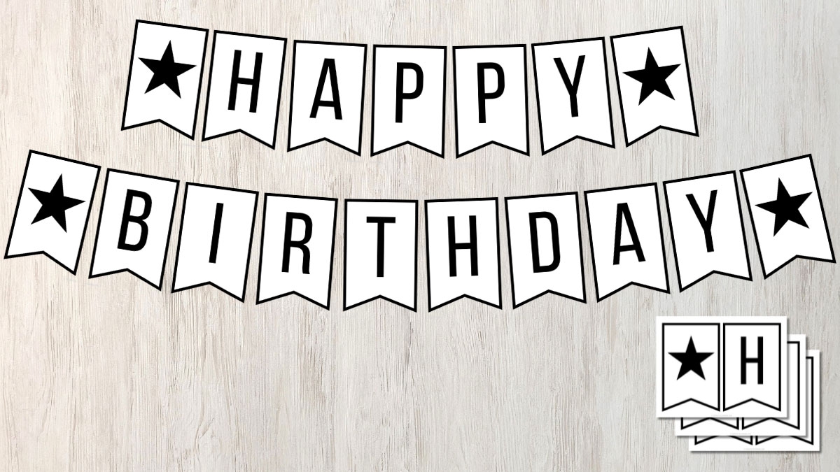 Free Printable Happy Birthday Banner In Black And White Free Printable Happy Birthday Banner In Black And White