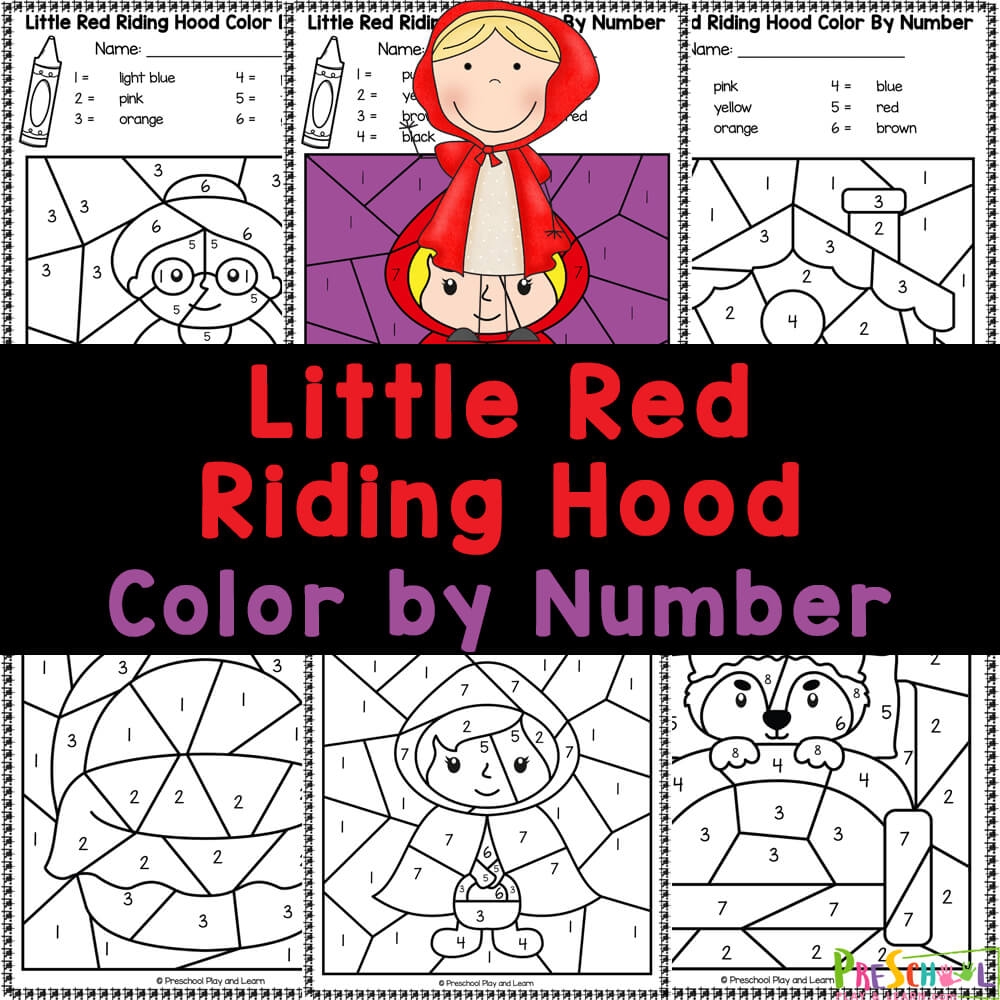 FREE Printable Little Red Riding Hood Color By Number Worksheets FREE Printable Little Red Riding Hood Color By Number Worksheets