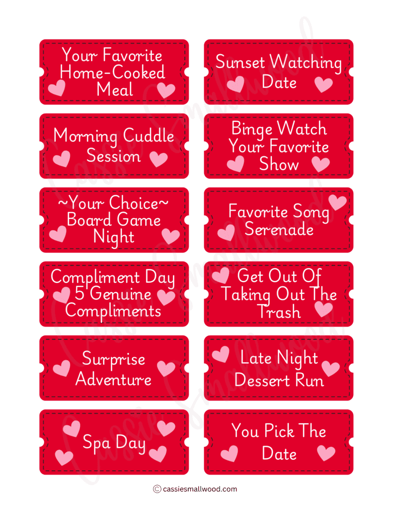Free Printable Love Coupons Cassie Smallwood Free Printable Love Coupons Cassie Smallwood