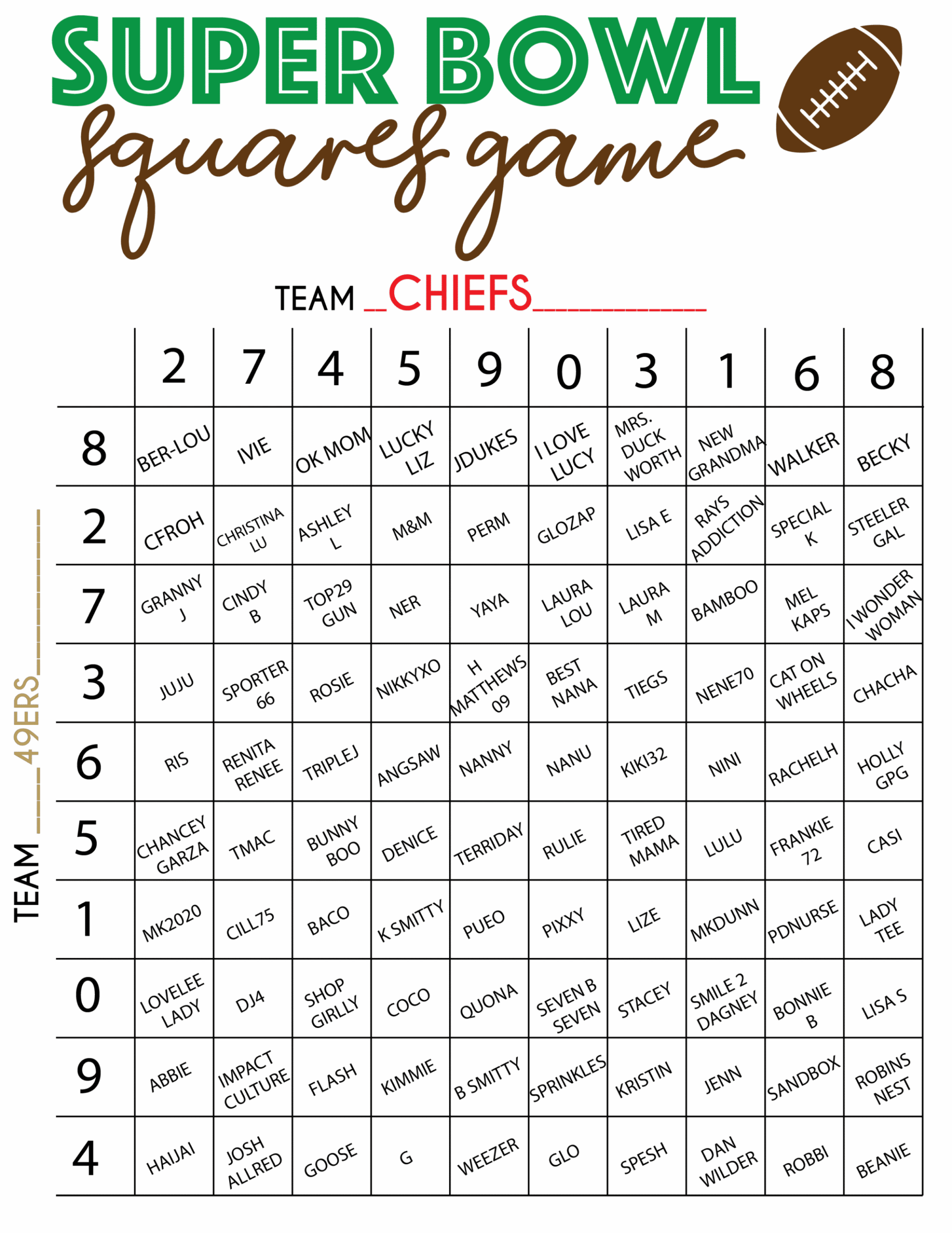 Free Printable Super Bowl Squares Template Play Party Plan Free Printable Super Bowl Squares Template Play Party Plan