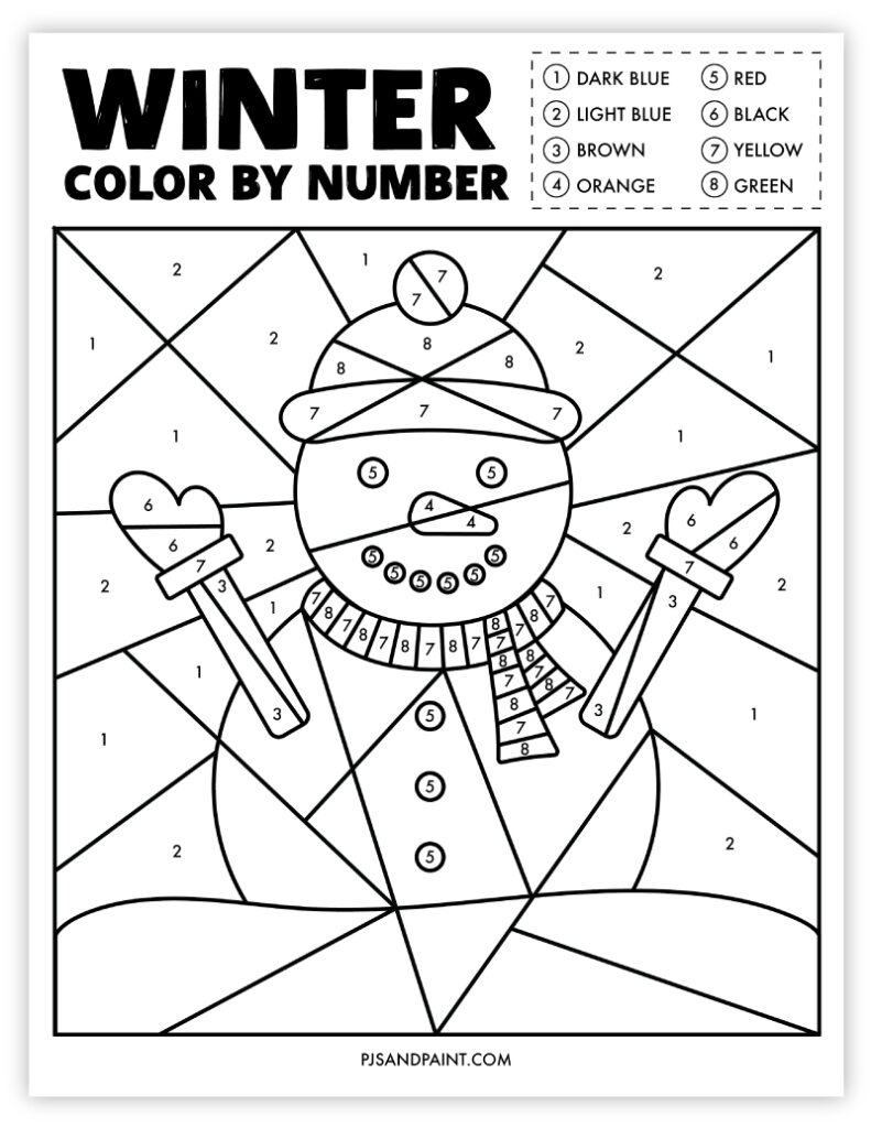 Free Printable Winter Color By Number Worksheet Pjs And Paint Free Printable Winter Color By Number Worksheet Pjs And Paint