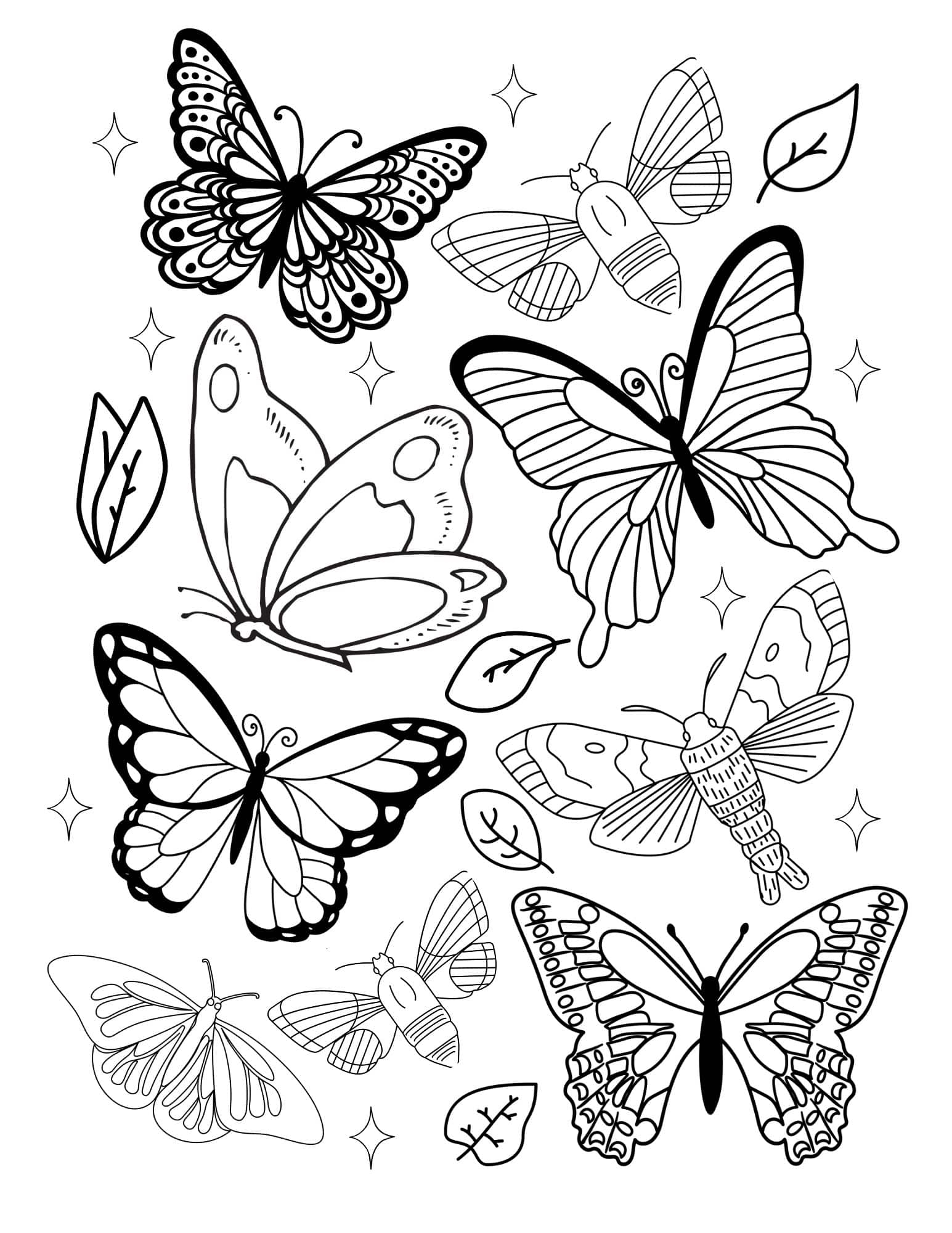 Free Simple Butterfly Coloring Pages Little Moon Free Simple Butterfly Coloring Pages Little Moon