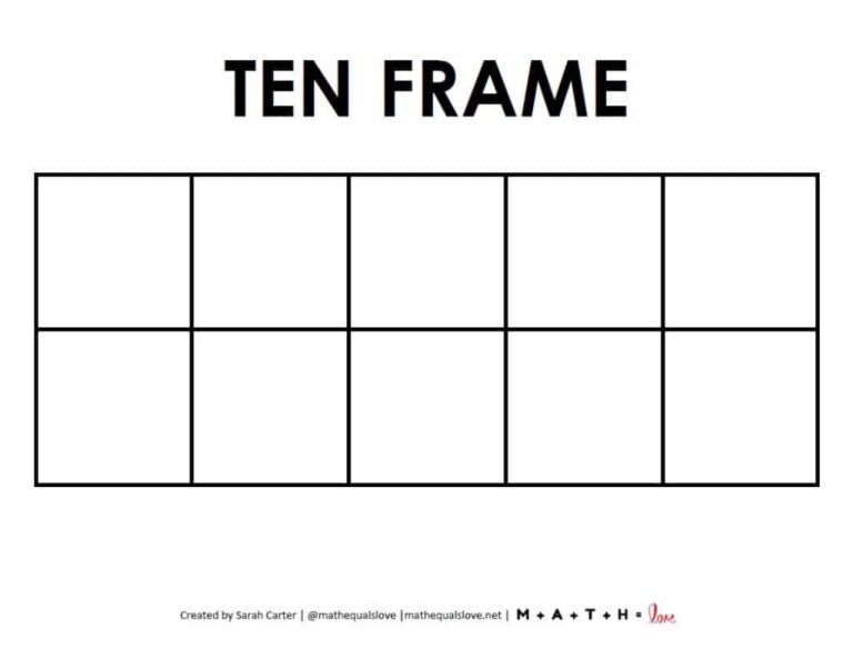FREE Ten Frame Matching Cards Printable PDF 