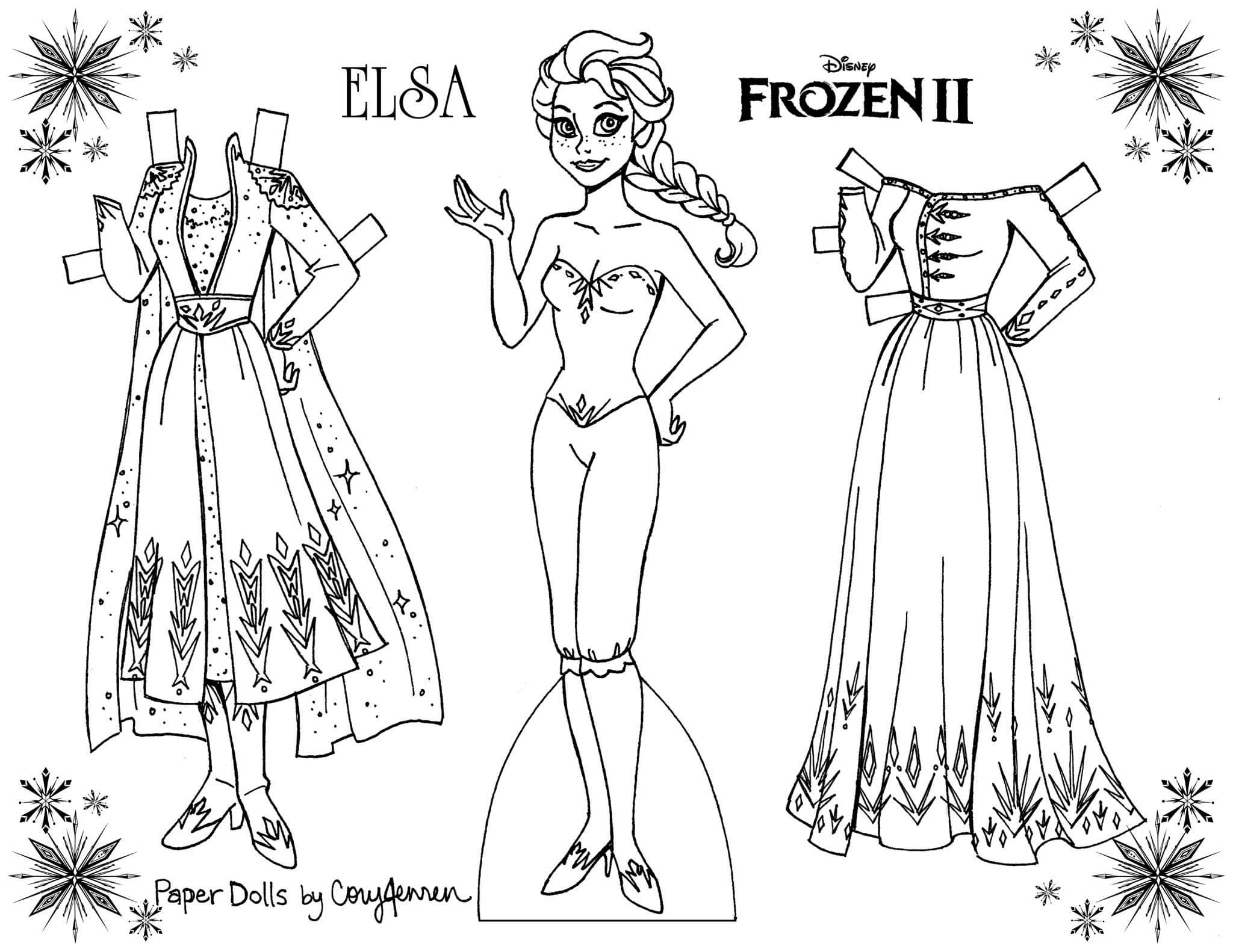 Frozen 2 Coloring Paper Dolls Of Elsa And Anna YouLoveIt Frozen 2 Coloring Paper Dolls Of Elsa And Anna YouLoveIt