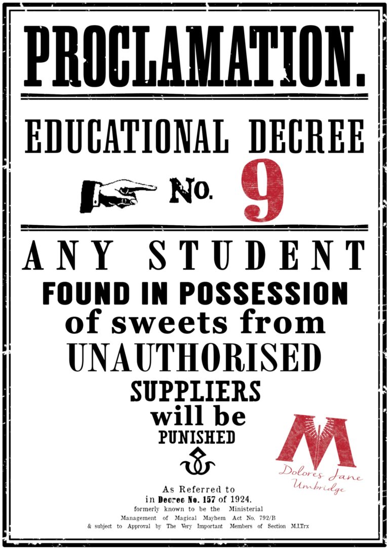 Harry Potter Educational Decrees free Printables Paper Trail Design