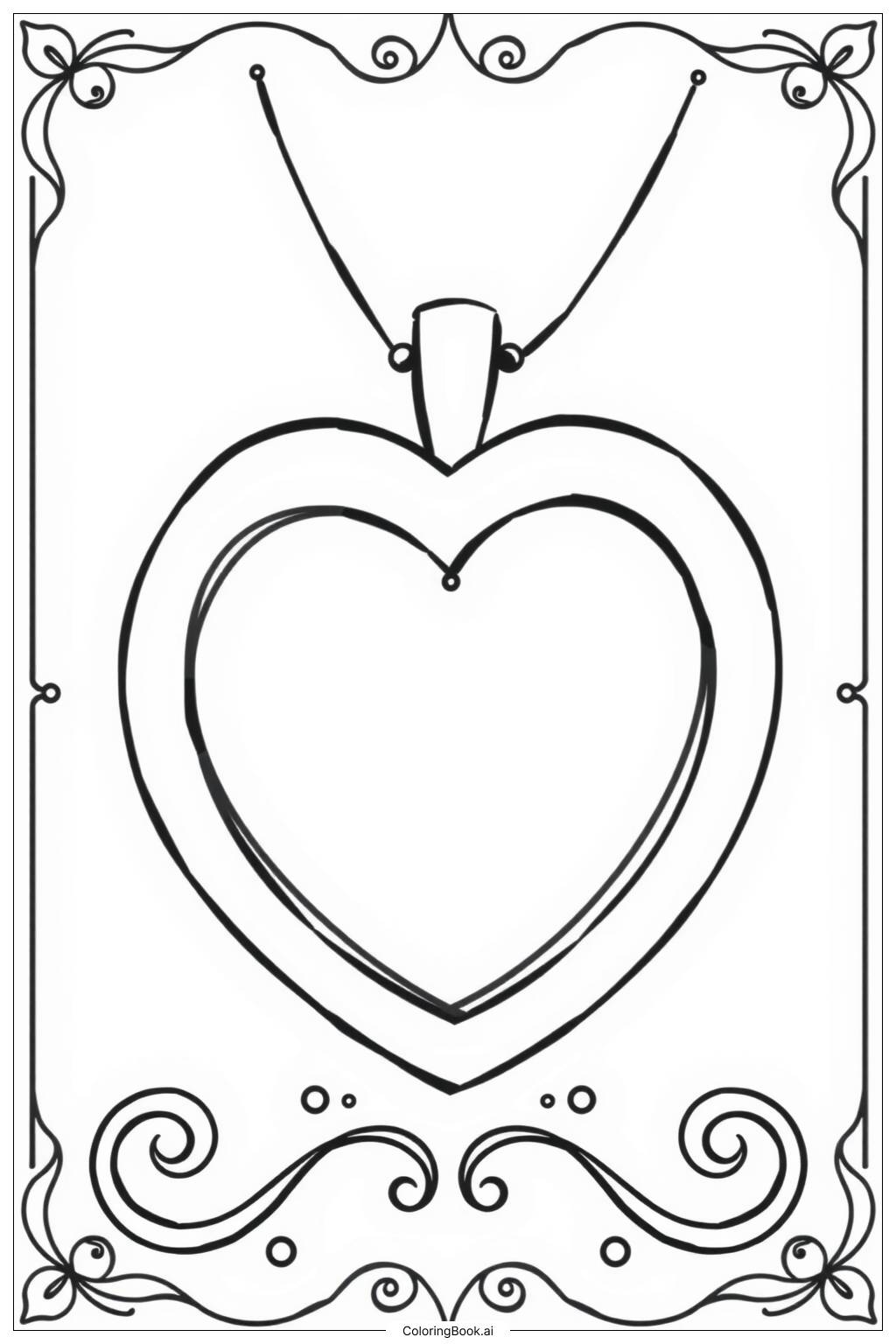 Heart Locket Opening Moment Coloring Page Free PDF PNG Printable 