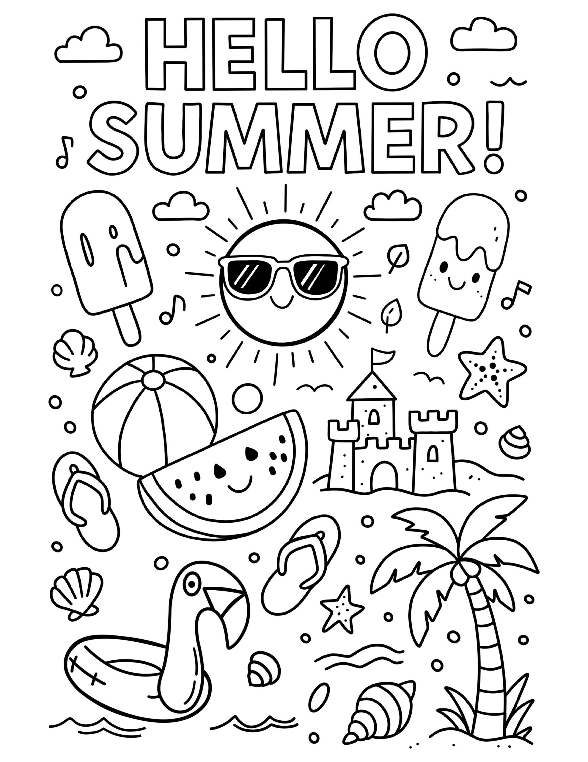 summer printable colouring pages