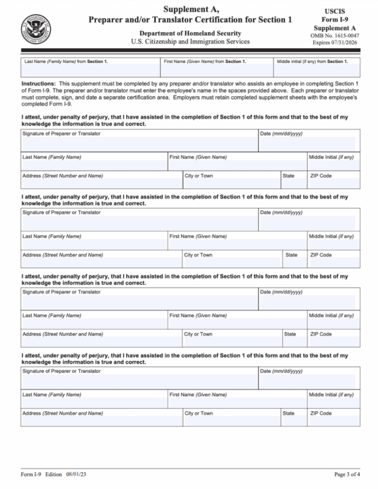 I 9 Form 2025 PDF Simple Instructions Form Download