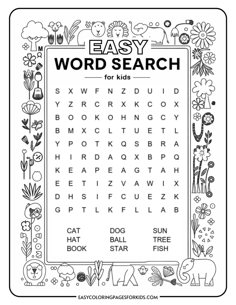 Kindergarten Easy Word Search For Kids 2 Free PDF Pages Easy Coloring Pages For Kids Kindergarten Easy Word Search For Kids 2 Free PDF Pages Easy Coloring Pages For Kids