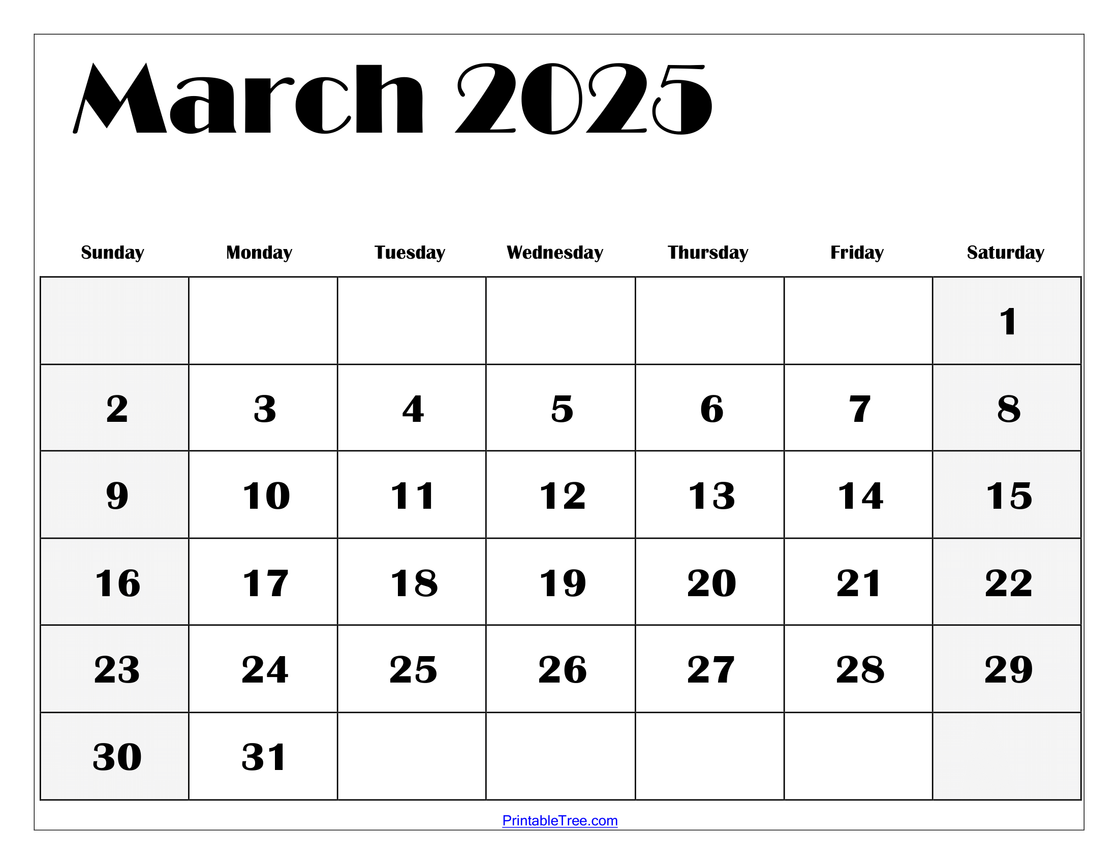 March 2025 Calendar Printable PDF Template With Holidays March 2025 Calendar Printable PDF Template With Holidays